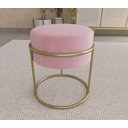 Ver imagem 2 de Puff Luxo Rubi Pés em Aço Decorativo Banco Closet Sala Hall Quarto Penteadeira Premium Cor Rosa