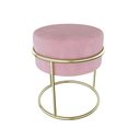 Ver imagem 1 de Puff Luxo Rubi Pés em Aço Decorativo Banco Closet Sala Hall Quarto Penteadeira Premium Cor Rosa