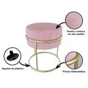 Ver imagem 3 de Puff Luxo Rubi Pés em Aço Decorativo Banco Closet Sala Hall Quarto Penteadeira Premium Cor Rosa