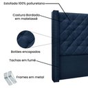 Ver imagem 7 de Cabeceira Cama Box King 195cm e Recamier Vicenza Suede Azul Marinho S04 - D'Rossi