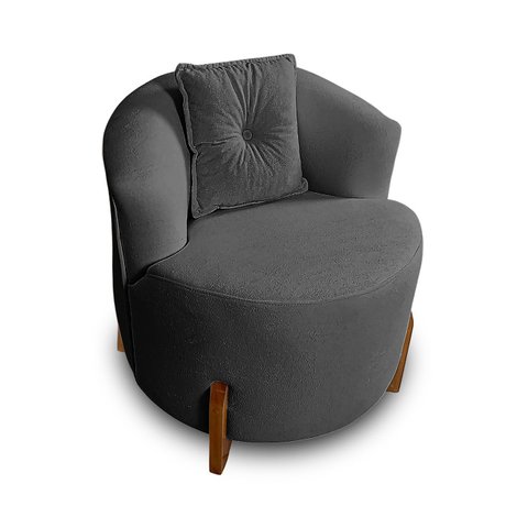 Poltrona Orgânica Pé de Madeira para Sala Confortável e Reforçada Bouclé