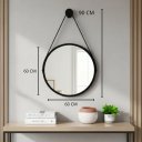 Ver imagem 5 de Espelho Redondo Adnet Decorativo Suspenso com Alça 60cm + Suporte Cobre com Alça Caramelo