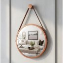 Ver imagem 7 de Espelho Redondo Adnet Decorativo Suspenso com Alça 60cm + Suporte Cobre com Alça Caramelo