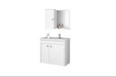 Ver imagem 2 de Conjunto Banheiro Munique Bechara Kit Gabinete com 2 Portas e Cuba e Armário com Espelho Branco