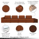 Ver imagem 3 de Sofá Ilha com Encosto e Almofadas Móveis Olimpo 505cm Modulado Linho/PU Terracota/Marrom G45 - Gran