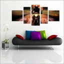 Ver imagem 1 de Quadro Decorativo Motos Antigas Vintage Quartos Salas Interiores Mosaico 5 Peças Com Moldura