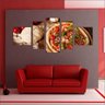 Quadro Decorativo Pizzarias Pizza Restaurantes Gourmet Interiores Mosaico 5 Peças Com Moldura - 4