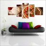 Quadro Decorativo Pizzarias Pizza Restaurantes Gourmet Interiores Mosaico 5 Peças Com Moldura - 3