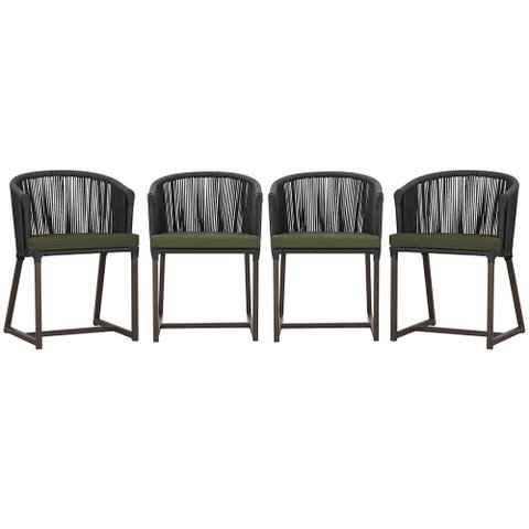4 Cadeiras de Jantar Área Noronha em Alumínio com Pintura Marrom Corda Náutica E13 Trama Original