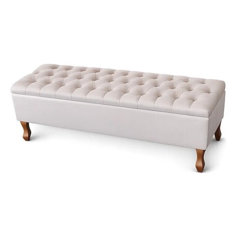 Recamier Liza para Cama Box Super King 198cm Design Elegante: Bege/ Suede
