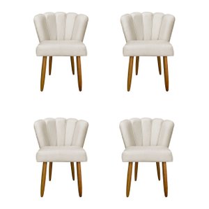 Kit 4 Cadeiras para Mesa de Jantar Flor - Balaqui Decor Cor:bege