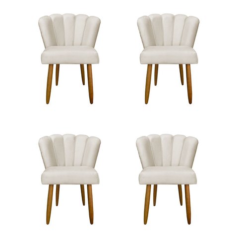 Kit 4 Cadeiras para Mesa de Jantar Flor - Balaqui Decor Cor:bege