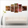 Quadro Decorativo Churrasco Carne Assada Restaurantes Gourmet Interiores Mosaico 5 Peças Com Moldura - 3