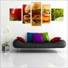 Quadro Decorativo Hambúrguer Restaurantes Gourmet Interiores Mosaico 5 Peças Com Moldura - 2