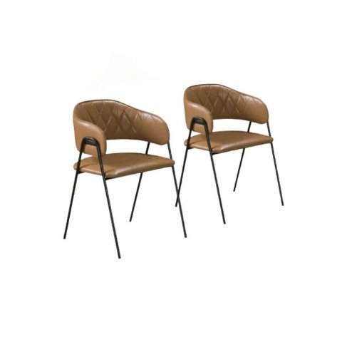 Conjunto 2 Cadeiras Veneza Aço Carbono Estofado Sintético Caramelo C&m Decor