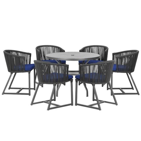 Mesa e 6 Cadeiras e Noronha Preto E10 Trama Original Preto