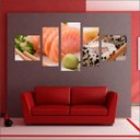 Ver imagem 2 de Quadro Decorativo Sushi Salmão Restaurantes Gourmet Interiores Mosaico 5 Peças Com Moldura