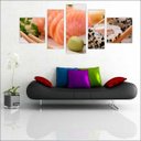 Ver imagem 1 de Quadro Decorativo Sushi Salmão Restaurantes Gourmet Interiores Mosaico 5 Peças Com Moldura