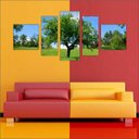 Ver imagem 2 de Quadro Decorativo Natureza Paisagem Árvores Salas Interiores Mosaico 5 Peças Com Moldura