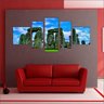 Quadro Decorativo Natureza Paisagem Stonehenge Salas Interiores Mosaico 5 Peças Com Moldura - 3