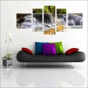 Ver imagem 1 de Quadro Decorativo Natureza Paisagem Cachoeira Rio Interiores Mosaico 5 Peças Com Moldura