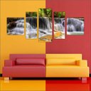 Ver imagem 2 de Quadro Decorativo Natureza Paisagem Cachoeira Rio Interiores Mosaico 5 Peças Com Moldura