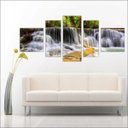 Ver imagem 4 de Quadro Decorativo Natureza Paisagem Cachoeira Rio Interiores Mosaico 5 Peças Com Moldura