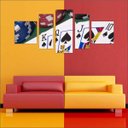Ver imagem 2 de Quadro Decorativo Pôquer Baralho Esporte Salas De Jogos Interiores Mosaico 5 Peças Com Moldura