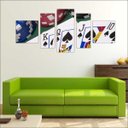 Ver imagem 3 de Quadro Decorativo Pôquer Baralho Esporte Salas De Jogos Interiores Mosaico 5 Peças Com Moldura