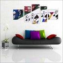 Ver imagem 4 de Quadro Decorativo Pôquer Baralho Esporte Salas De Jogos Interiores Mosaico 5 Peças Com Moldura