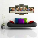 Ver imagem 2 de Quadro Decorativo Santa Ceia Jesus Apóstolos Religiosidade Salas Interiores 5 Peças Com Moldura