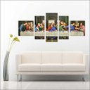 Ver imagem 4 de Quadro Decorativo Santa Ceia Jesus Apóstolos Religiosidade Salas Interiores 5 Peças Com Moldura