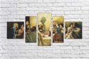 Ver imagem 4 de Quadro Decorativo Santa Ceia Jesus Apóstolos Religiosidade Salas Interiores 5 Peças Com Moldura
