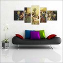 Ver imagem 1 de Quadro Decorativo Santa Ceia Jesus Apóstolos Religiosidade Salas Interiores 5 Peças Com Moldura