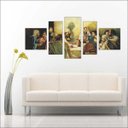 Ver imagem 3 de Quadro Decorativo Santa Ceia Jesus Apóstolos Religiosidade Salas Interiores 5 Peças Com Moldura