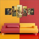 Ver imagem 2 de Quadro Decorativo Santa Ceia Jesus Apóstolos Religiosidade Salas Interiores 5 Peças Com Moldura