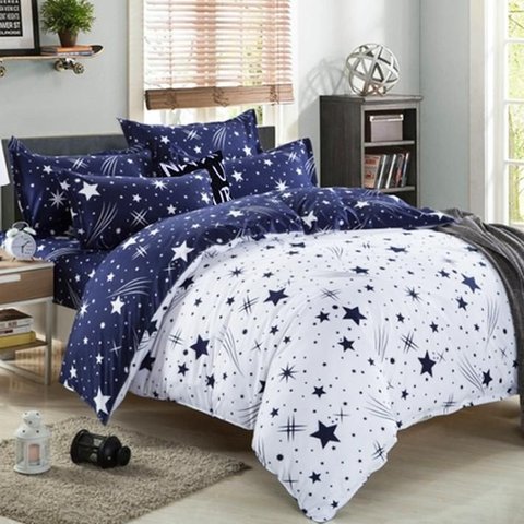 Jogo de Cama Solteiro King Completo 7 Peças Star Blue Decor