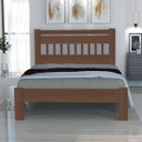 Ver imagem 1 de Cama Casal 140x190 Estrela Fabricada em Madeira Maciça Cor Escura Tabaco