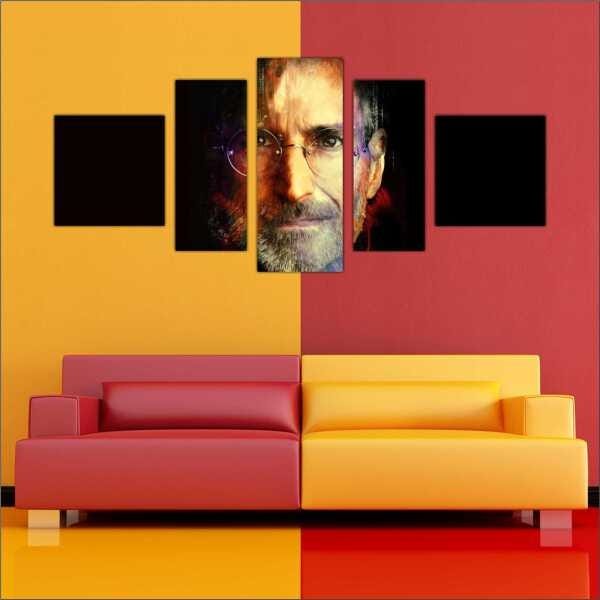 Quadro Decorativo Steve Jobs Informática Salas Interiores Mosaico 5 Peças Com Moldura - 2