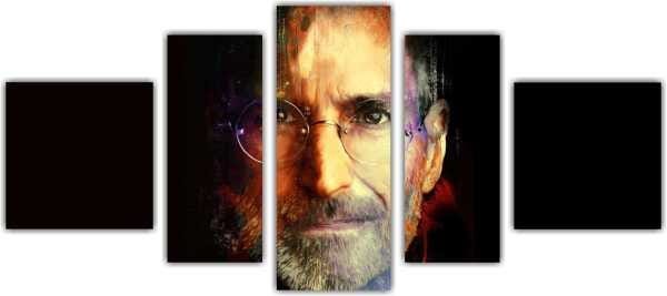 Quadro Decorativo Steve Jobs Informática Salas Interiores Mosaico 5 Peças Com Moldura - 4
