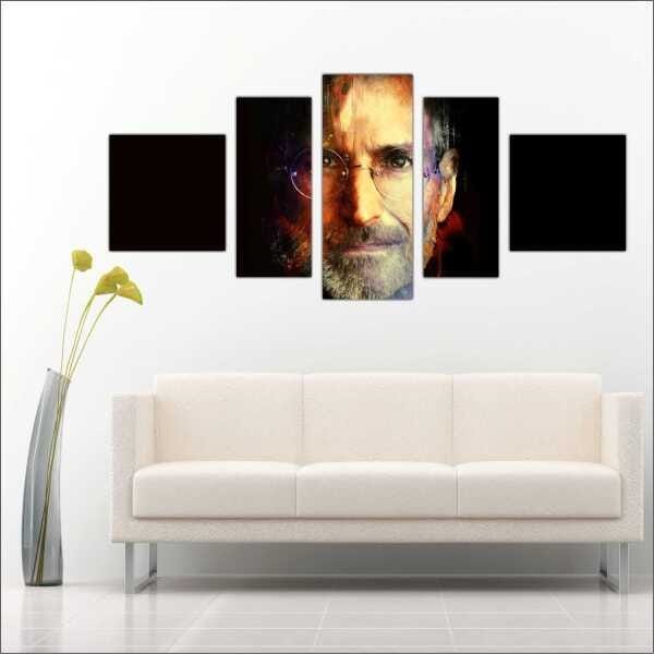 Quadro Decorativo Steve Jobs Informática Salas Interiores Mosaico 5 Peças Com Moldura - 3