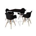 Ver imagem 2 de Mesa Jantar Industrial Quadrada 90cm Preta Base V Ferro Branco 4 Poltronas Eames Eiffel Pretas Madei