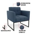 Ver imagem 7 de Kit 2 Poltronas Elisa Suede Azul Marinho Base Metálica Industrial Preto - D'Rossi
