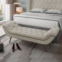 Ver imagem 3 de Kit Cabeceira Cama Box Casal 195 Cm Madrid com Puff Recamier Santorini Bouclê Creme - Lyam Decor
