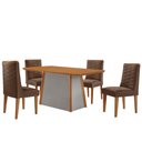 Ver imagem 2 de Mesa de Jantar Diane 120cm Tampo MDF Lam 4 Cadeiras Safira Moderna Veludo Marrom Naturalle Off White