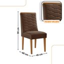 Ver imagem 3 de Mesa de Jantar Diane 120cm Tampo MDF Lam 4 Cadeiras Safira Moderna Veludo Marrom Naturalle Off White
