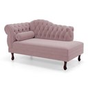 Ver imagem 5 de Divã Recamier Lavínia Clássico 120cm Capitonê com Pés de Madeira Veludo Rosé - Desk Design