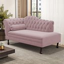 Ver imagem 1 de Divã Recamier Lavínia Clássico 120cm Capitonê com Pés de Madeira Veludo Rosé - Desk Design