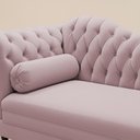 Ver imagem 6 de Divã Recamier Lavínia Clássico 120cm Capitonê com Pés de Madeira Veludo Rosé - Desk Design