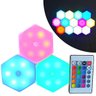 Kit 3 Luminária LED RGB Hexagonal Modular Parede Decoração com Controle Remoto - 1
